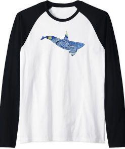 Orca Van Gogh Starry Night Art Van Gogh Painting Whale Raglan Baseball Tee