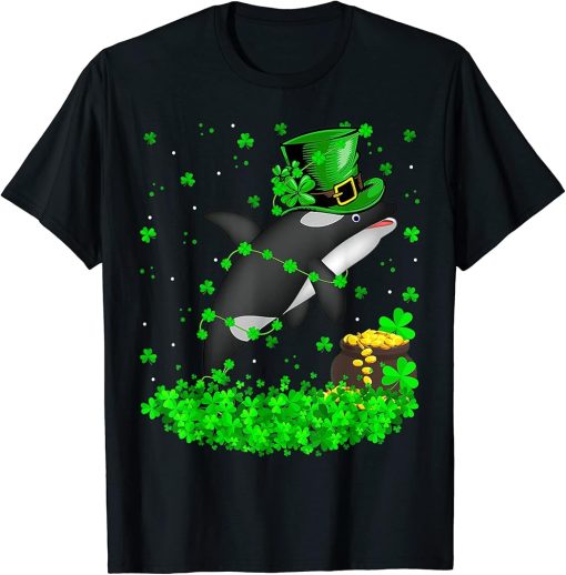 Irish Shamrock Leprechaun Orca Fish St. Patrick"s Day T-Shirt